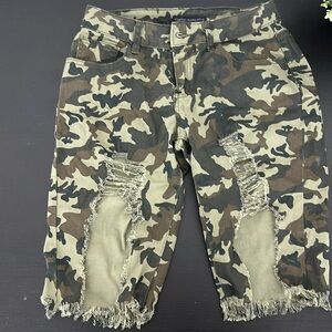 Womens High Waist Ripped Hole Washed Distressed Short